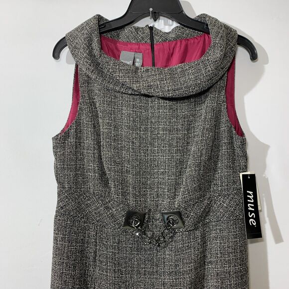 Muse Nwt Tweed Sleeveless Dress Womens 10 Knee Length - Picture 3 of 8